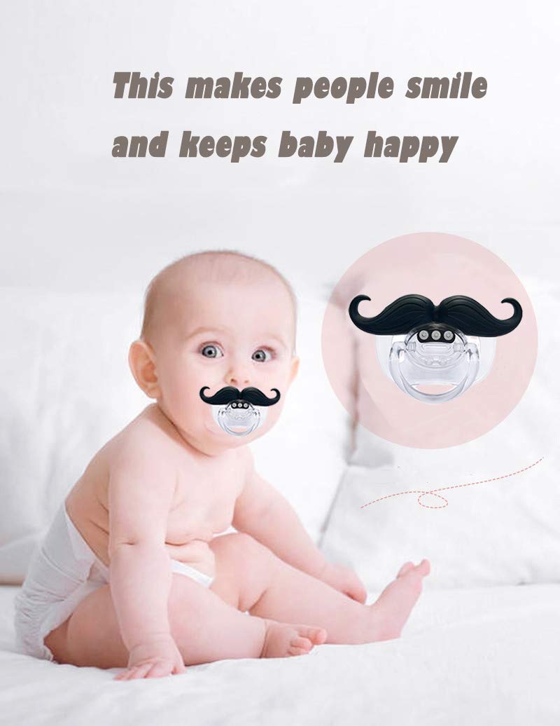 Cluckyu Baby Funny Pacifier Cute Kissable Mustache Pacifier for Babies and Toddlers Unisex - 0-6 Months Baby Orthodontic Mustache Pacifier BPA Free -Pack of 2 Black - Image 3