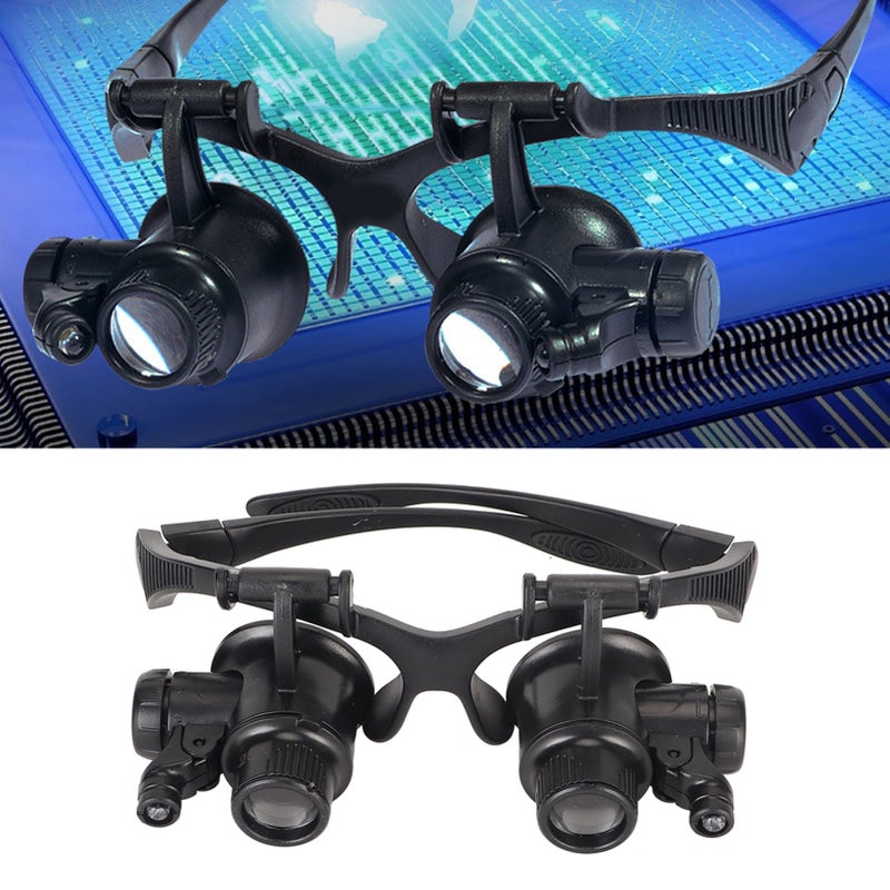 Watch Repair Magnifier with LED Light Hands Free Magnifying Glass Headband Visor for Close Work Jewelry Craft Reading - Image 1