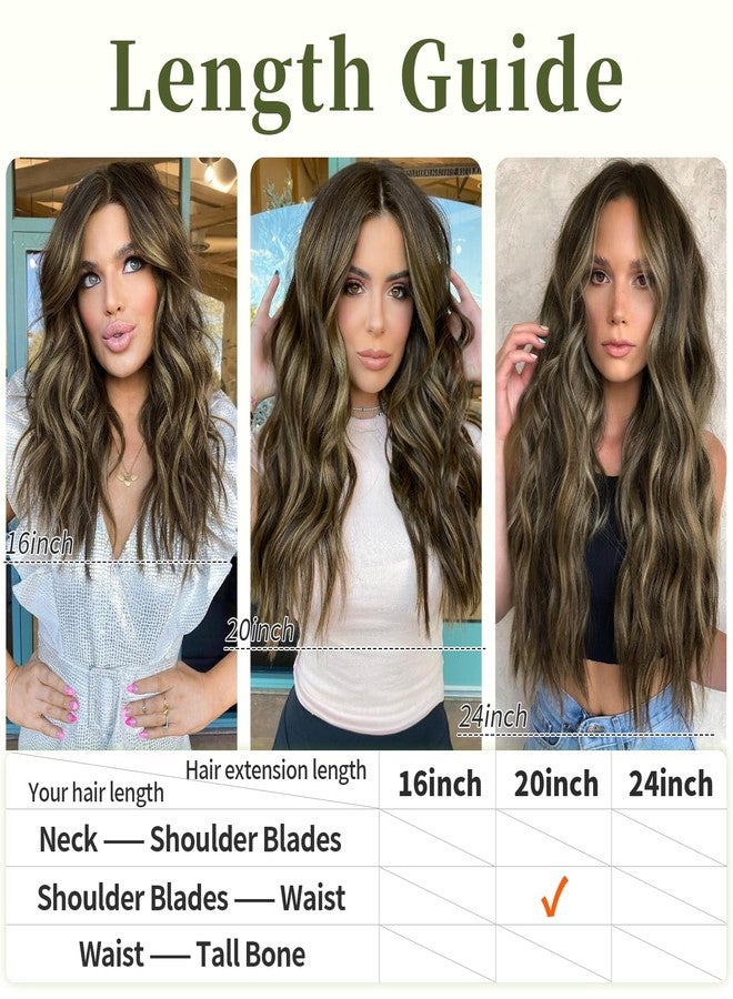 KooKaStyle Invisible Wire Hair Extensions with Transparent Headband Adjustable Size 4 Secure Clips Long Wavy Secret Wire Hairpiece 20 Inch Dark Brown with Blonde Highlights for Women - Image 5