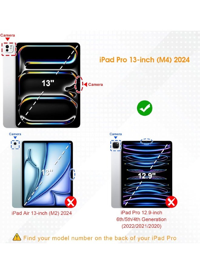 الطين ايزو حافظة iPad Pro (الجيل السابع) 13 بوصة (M4) 2024، حافظة هجينة رفيعة مع حامل قلم أبل، وظيفة الاستيقاظ التلقائي والنوم، غلاف مغناطيسي ذكي بظهر أكريليك شفاف، مضاد للصدمات، باللون الأسود - Image 2