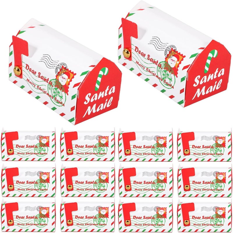 PRETYZOOM 20pcs Christmas Candy Box Organizer with White Paper Mailbox Design, Small Cookie Boxes for Xmas Party Treats and Holiday Packaging - Image 1