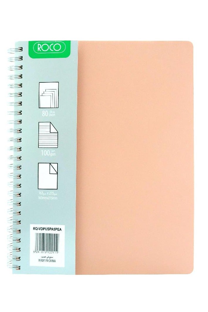 ROCO Notebook Leatherette | 16.3 x 21.5 cm | 80 Sheets | Lined | Peach - Image 1