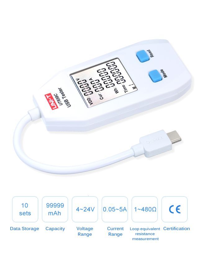 NIBEMINENT Digital USB Power Tester White 13centimeter  - Image 2