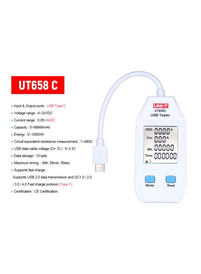 NIBEMINENT Digital USB Power Tester White 13centimeter  - Image 3