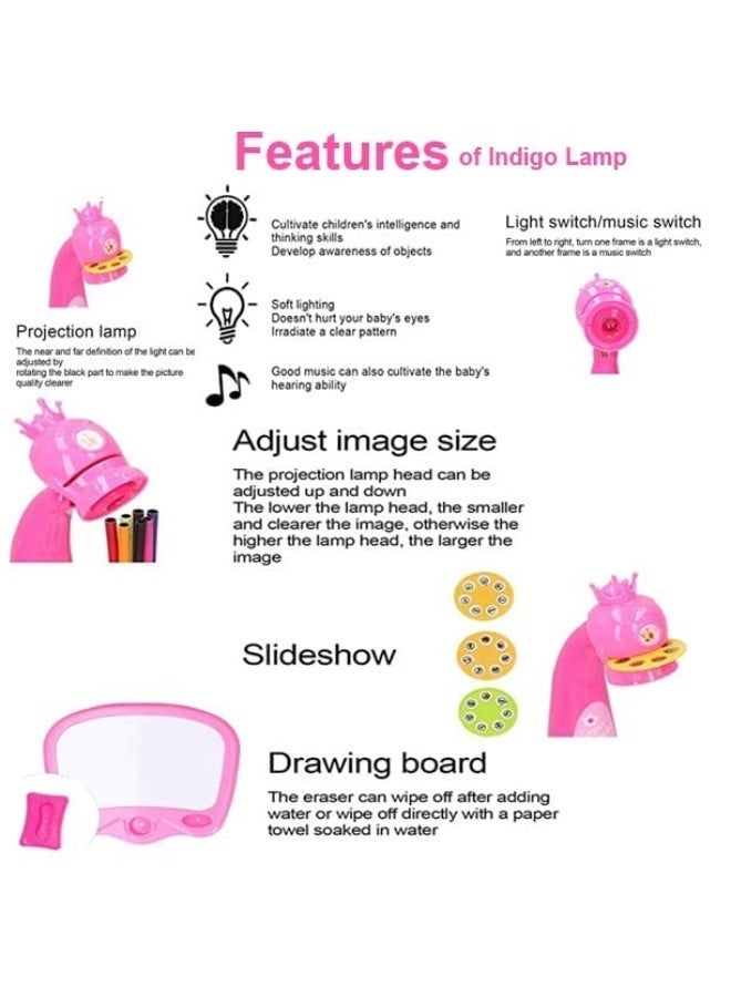 Indigo Adjustable Rotating Kids Projector Painting With 12 Colour Markers And 24 Patterns To Trace - Image 4