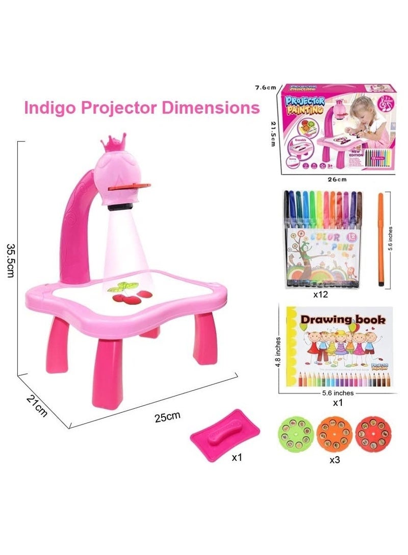Indigo Adjustable Rotating Kids Projector Painting With 12 Colour Markers And 24 Patterns To Trace - Image 3