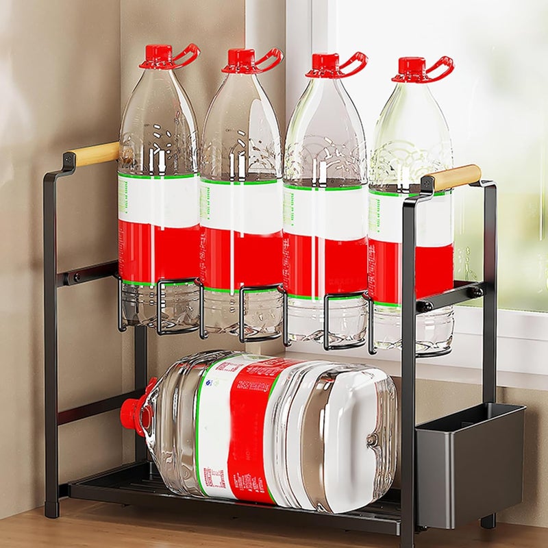 DaMohony DaMohony Water Bottle Organizer Rack for Stanley Cup 40oz Rotatable Tumbler Kitchen Cabinet Tumbler Cup Holder with Wood Handles Side Basket for Kitchen Organizers Storage  - Image 5
