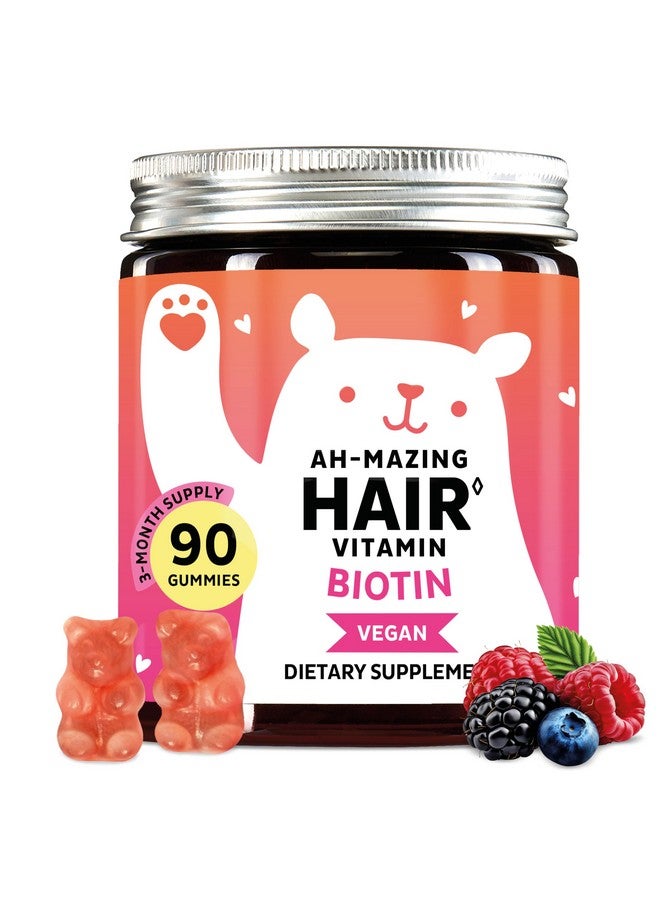 Bears with Benefits Biotin Gummies for Hair, Skin & Nails. 5,000 mcg High Potency Vegan Vitamins for Faster Hair Growth, Stronger Nails & Healthy Skin. with Vitamins C & E, 90 Gummies  - Image 1