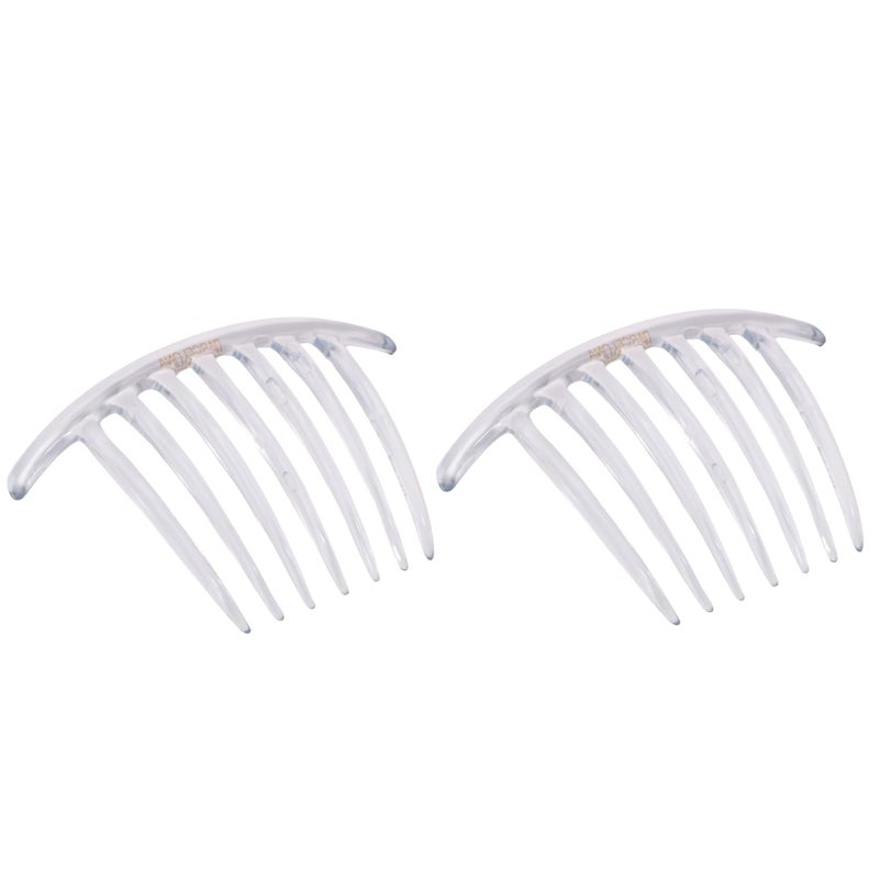 Parcelona French Twist 7 Teeth Large 4 Celluloid Set of 2 Flexible Durable Side Hair Comb No Slip Styling Women Hair Accessories Girls Hair Clip Made in France Clear