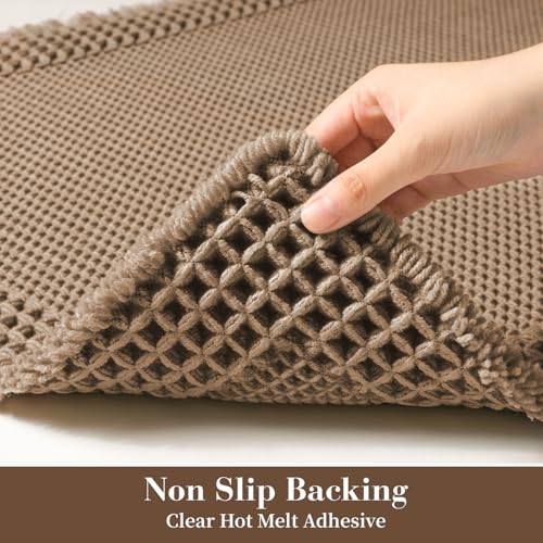 RESARE Waffle Bathroom Runner Rugs, Super Absorbent Bath Mat Non Slip Washable Quick Dry, Upgraded Ultra Soft Boho Bath Rugs with Tassels for Hallway Bedroom Laundry Room, 2'x6'(24"x72"), Brown - Image 4