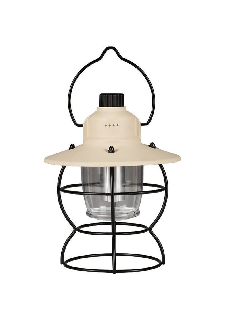 عربست فانوس تخييم، مصباح شعلة تخييم ريترو قابل لإعادة الشحن، مصباح تخييم فائق السطوع بدون تعتيم بدون خطوات، 3 خيارات إضاءة ملونة، بطارية مقاومة للعوامل الجوية بقوة 5000 مللي أمبير في الساعة للتخييم والتنزه - Image 1