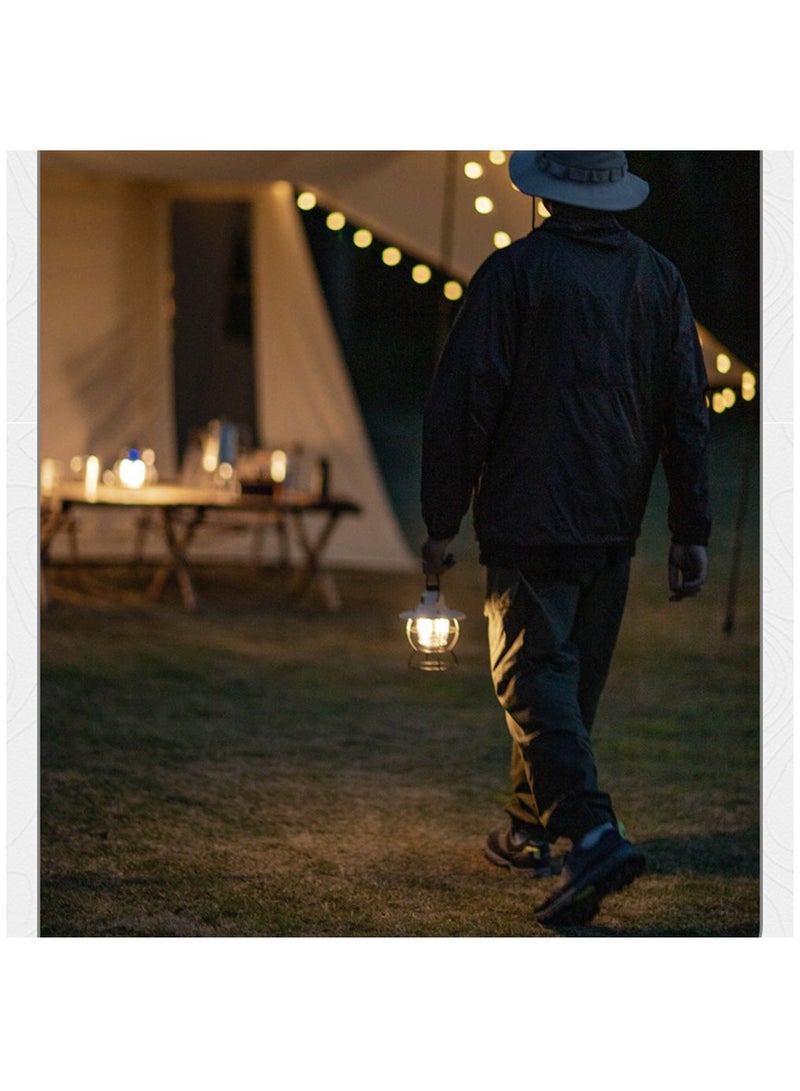 عربست فانوس تخييم، مصباح شعلة تخييم ريترو قابل لإعادة الشحن، مصباح تخييم فائق السطوع بدون تعتيم بدون خطوات، 3 خيارات إضاءة ملونة، بطارية مقاومة للعوامل الجوية بقوة 5000 مللي أمبير في الساعة للتخييم والتنزه - Image 3