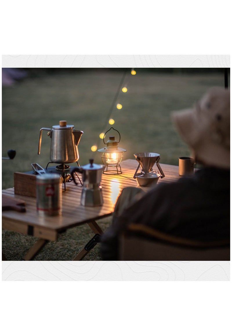 عربست فانوس تخييم، مصباح شعلة تخييم ريترو قابل لإعادة الشحن، مصباح تخييم فائق السطوع بدون تعتيم بدون خطوات، 3 خيارات إضاءة ملونة، بطارية مقاومة للعوامل الجوية بقوة 5000 مللي أمبير في الساعة للتخييم والتنزه - Image 4