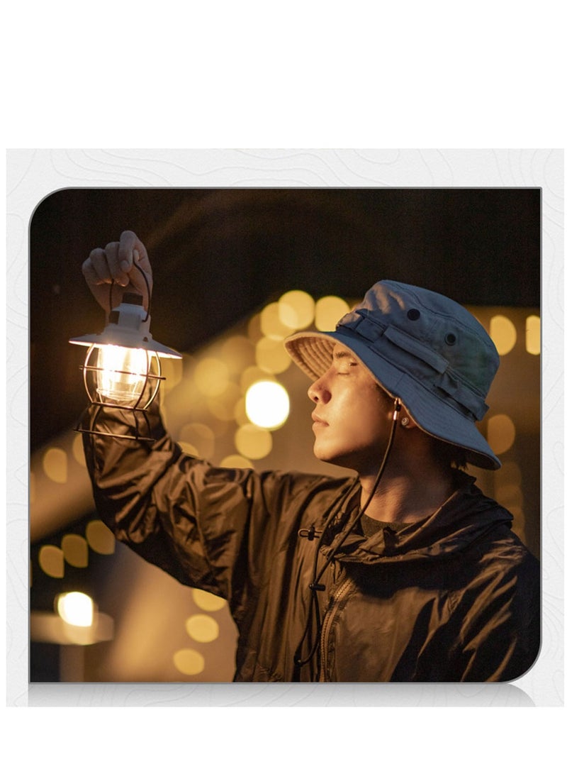 عربست فانوس تخييم، مصباح شعلة تخييم ريترو قابل لإعادة الشحن، مصباح تخييم فائق السطوع بدون تعتيم بدون خطوات، 3 خيارات إضاءة ملونة، بطارية مقاومة للعوامل الجوية بقوة 5000 مللي أمبير في الساعة للتخييم والتنزه - Image 2