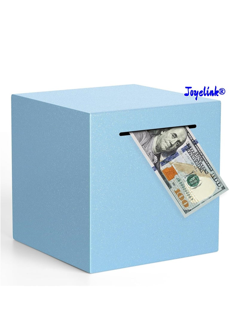 جوي لينك حصالة يجب كسرها لفتحها، حصالة غير قابلة للكسر مصنوعة من الفولاذ المقاوم للصدأ للبالغين، صندوق معدني لتوفير النقود (أزرق، 5.9 بوصة) - Image 1