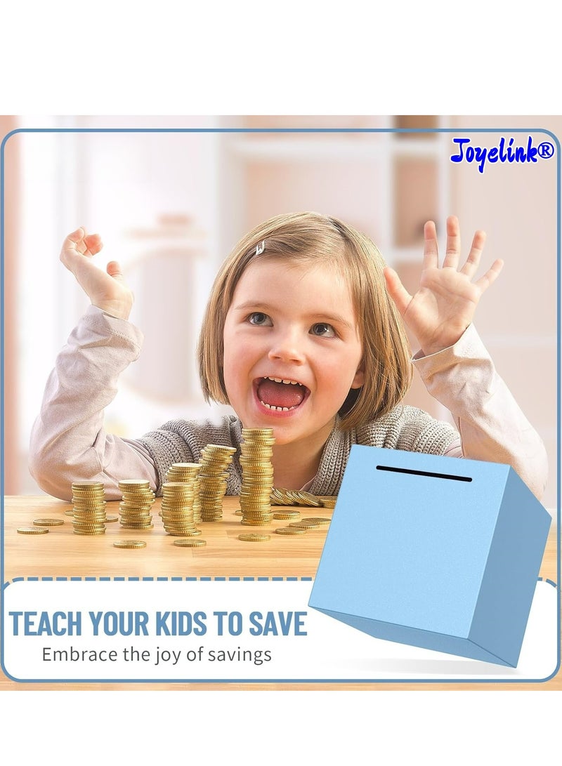 جوي لينك حصالة يجب كسرها لفتحها، حصالة غير قابلة للكسر مصنوعة من الفولاذ المقاوم للصدأ للبالغين، صندوق معدني لتوفير النقود (أزرق، 5.9 بوصة) - Image 5