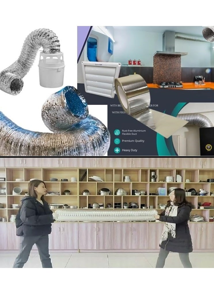 شمس هواية انابيب عادم المدخنة مقاس 5 انش مع بكرة لاصقة، 5 انش - 5 متر  - Image 3