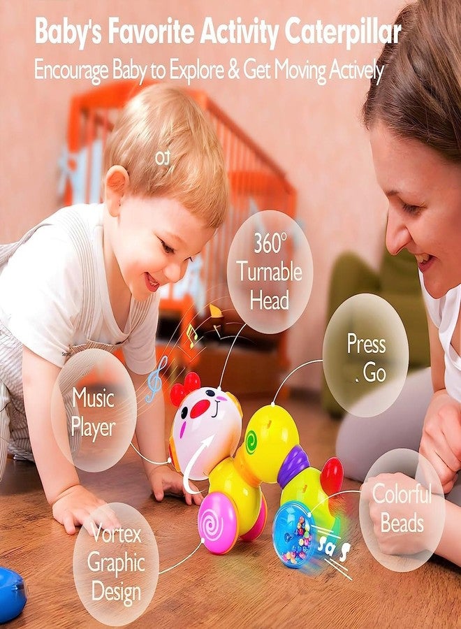 Samip Crawling Toys for Babies 6-12 Months | Crawl Baby Toy with Rattle | Cute Caterpillar Wigglitoy Press & Crawl | Musical Crawling Toy with Light Up | Press and Go Infant Baby Toys - Image 4