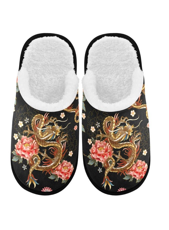 visesunny Chinese Dragon Peony Sakura Cozy Fuzzy Mens Womens Memory Foam House Slippers Plush Fleece Indoor Outdoor Slipper - Image 1