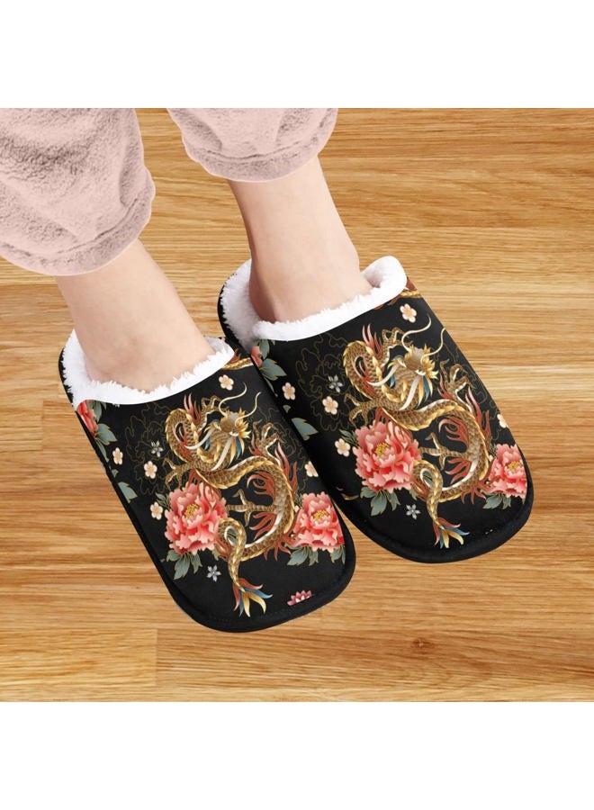 visesunny Chinese Dragon Peony Sakura Cozy Fuzzy Mens Womens Memory Foam House Slippers Plush Fleece Indoor Outdoor Slipper - Image 4