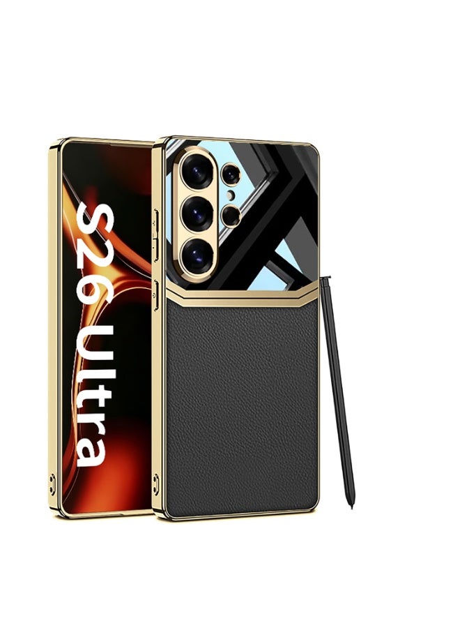 GKK Luxury Leather Case for Samsung Galaxy S26 Ultra (2026) ,Electroplated Ultra-Thin, Anti-Drop, All-Round Protection Phone Cover Support Wireless Charging with Pen Slot Design - Pen NOT Included - Image 1