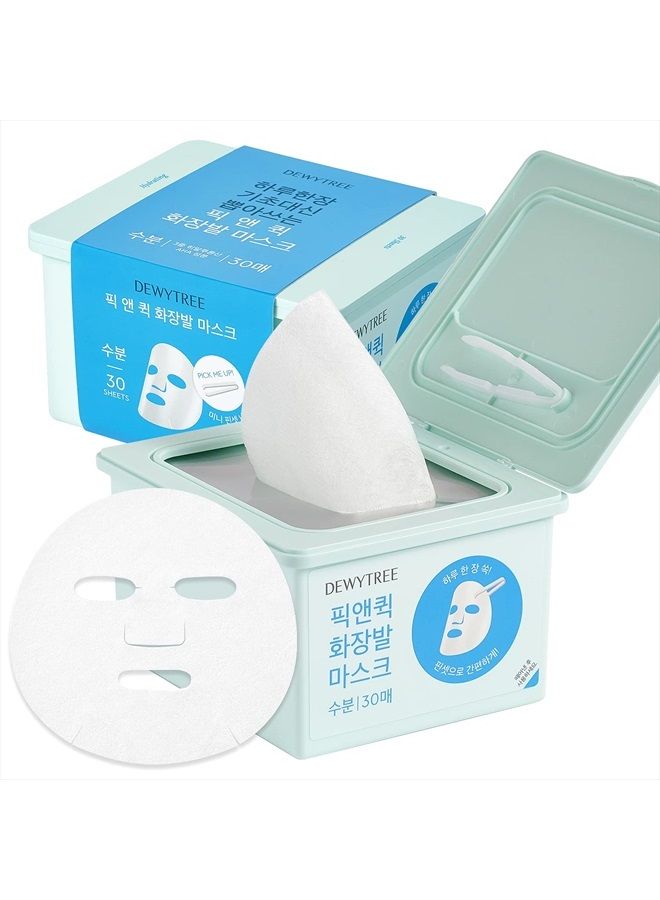 DEWYTREE Hyaluronic Acid Moisturizing Mask Sheet for Perfect Makeup, Dispenser Type Refreshing Aqua Mask 30 Sheet - Pick and Quick, Enriched with Amino Acids for Hydrating and Removing Dead Skin Cells - Image 1
