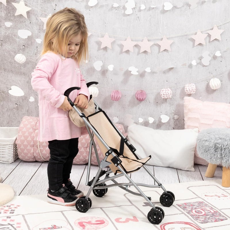 Bayer Design 30575AB Doll's Pram with Bag Double Wheels Foldable Metal for Dolls up to 46 cm - Image 2