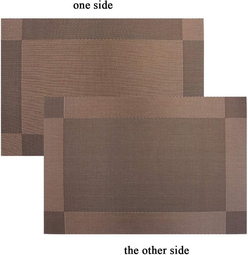 pigchcy Placemats,Heat-Resistant Non-Slip Placemats Washable Easy to Clean Woven Vinyl Placemats for Dining Table (Set of 4, Chocolate Brown) - Image 5