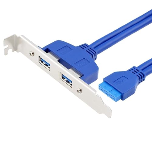 XIKKART USB 3.0 HUB, 2 Ports 3.0 Female to Motherboard 20pin Header Cable with PCI Bracket 50cm, Back Pannel, Motherboard to USB 3.0 Cable, (Multicolor) - Image 1