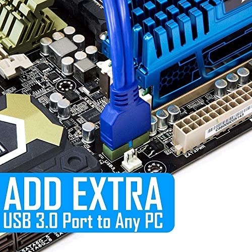 XIKKART USB 3.0 HUB, 2 Ports 3.0 Female to Motherboard 20pin Header Cable with PCI Bracket 50cm, Back Pannel, Motherboard to USB 3.0 Cable, (Multicolor) - Image 3