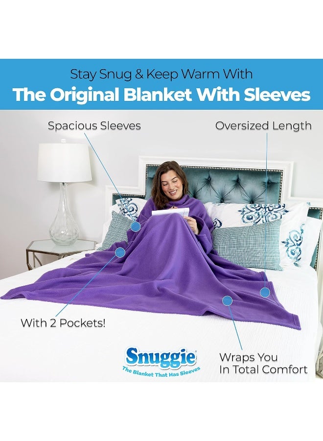 Snuggie- The Original Wearable Blanket That Has Sleeves, Warm, Cozy, Super Soft Fleece, Functional Blanket with Sleeves & Pockets for Adult, Women, Men, As Seen On TV- Purple - Image 3