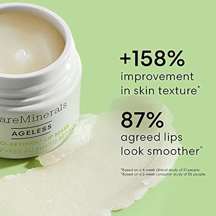bareMinerals Ageless Phyto-Retinol Lip Mask with Plant-Based Retinol Alternative + Hyaluronic Acid, Leave-On Lip Sleeping Mask, Vegan - Image 3