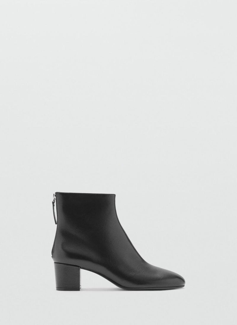 MANGO Leather ankle boots with block heel - Image 1