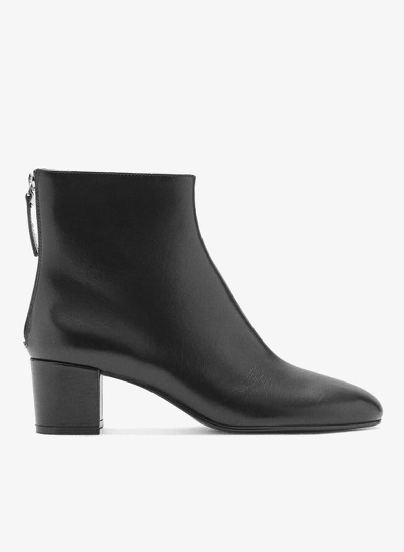 MANGO Leather ankle boots with block heel - Image 1