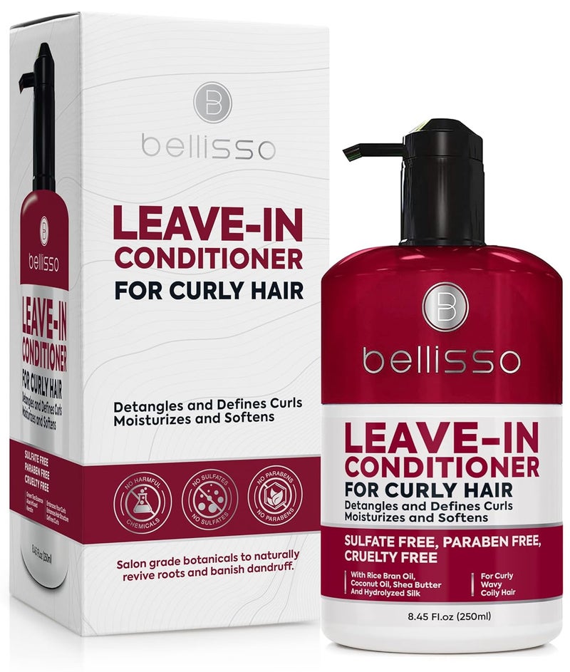 Leave in Conditioner for Curly Hair  Frizz Control for Women and Men  Restores Dry Damaged and Wavy Hair  Detangler Cream and Sulfate Free Anti Static Moisturizer Treatment with Shea Butter