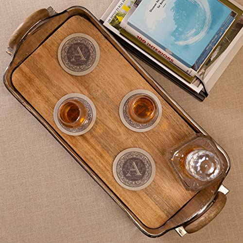 Thirstystone Monogram Letter A Absorbent Sandstone Coaster 4-Pack Manufactured in The USA Decorative Absorbent Easily Wipes Clean - Image 2