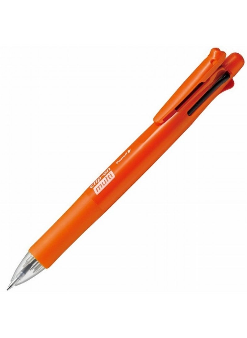 ZEBRA Zebra Clip-On Multi F Series 0.7 mm Ballpoint Multi Pen/0.5 mm Pencil, Powerful Orange Body (B4SA1-POR)  - Image 1