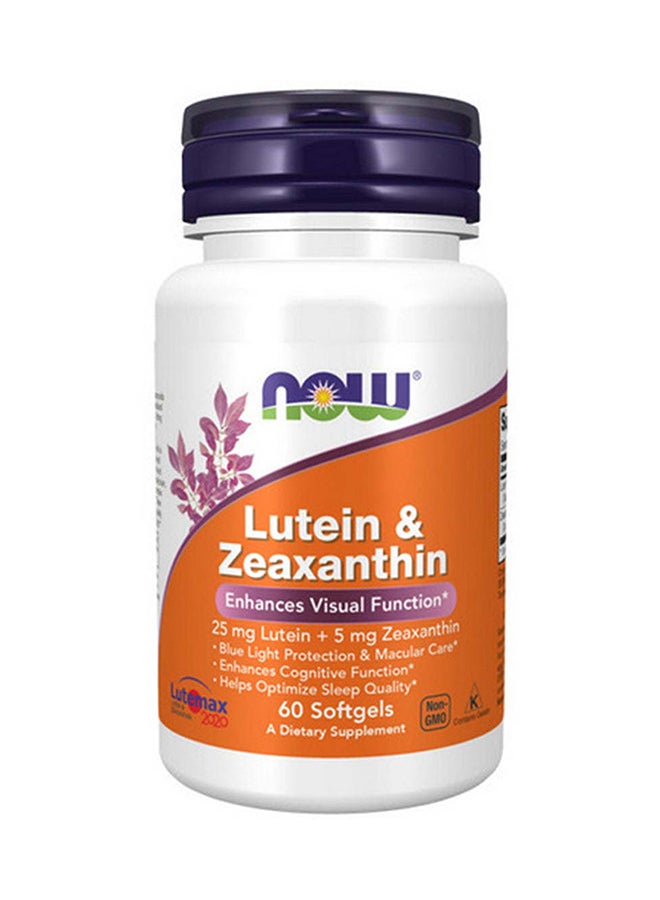 NOW Foods, Lutein & Zeaxanthin, 60 Softgel - Image 1
