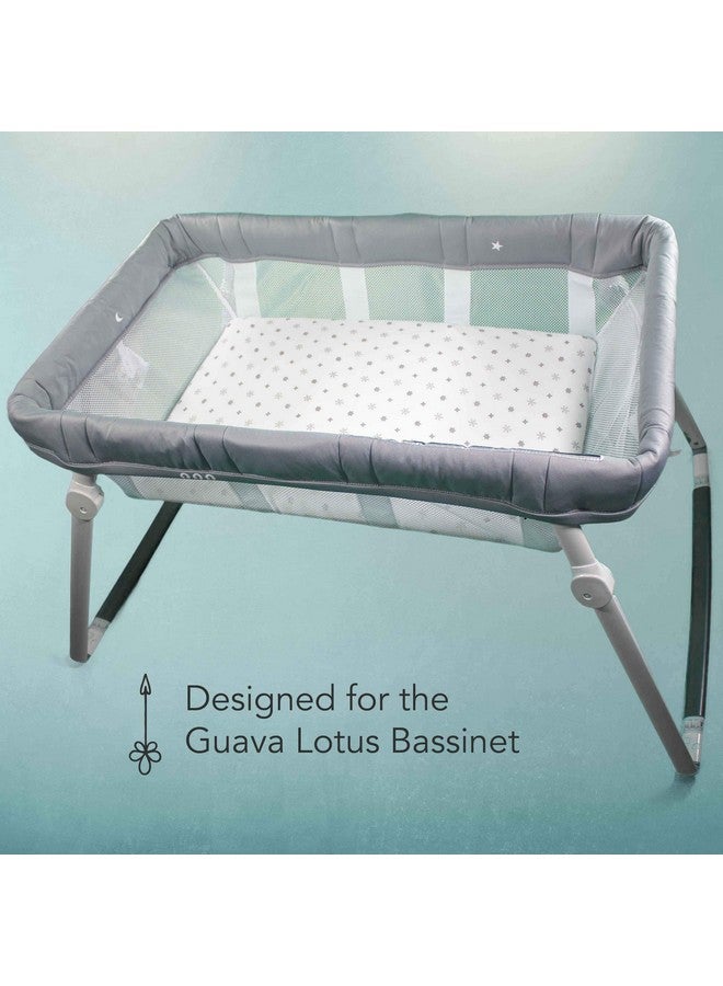 Luvberries Luvberries 100% Organic Cotton Bassinet Sheets (Set of 2) for The Guava Lotus Travel Bassinet - Baby and Newborn, Fitted Bassinet Sheets, for Boys & Girls (Grey and White)  - Image 2