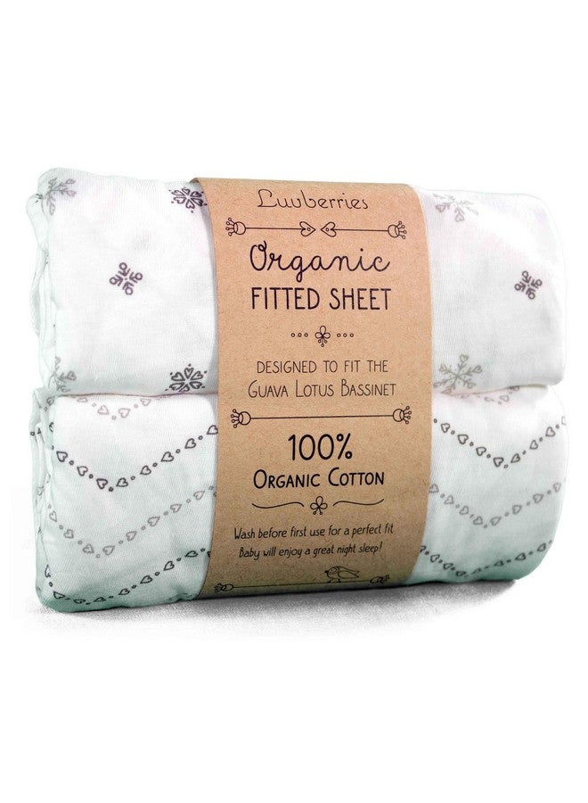 Luvberries Luvberries 100% Organic Cotton Bassinet Sheets (Set of 2) for The Guava Lotus Travel Bassinet - Baby and Newborn, Fitted Bassinet Sheets, for Boys & Girls (Grey and White)  - Image 1