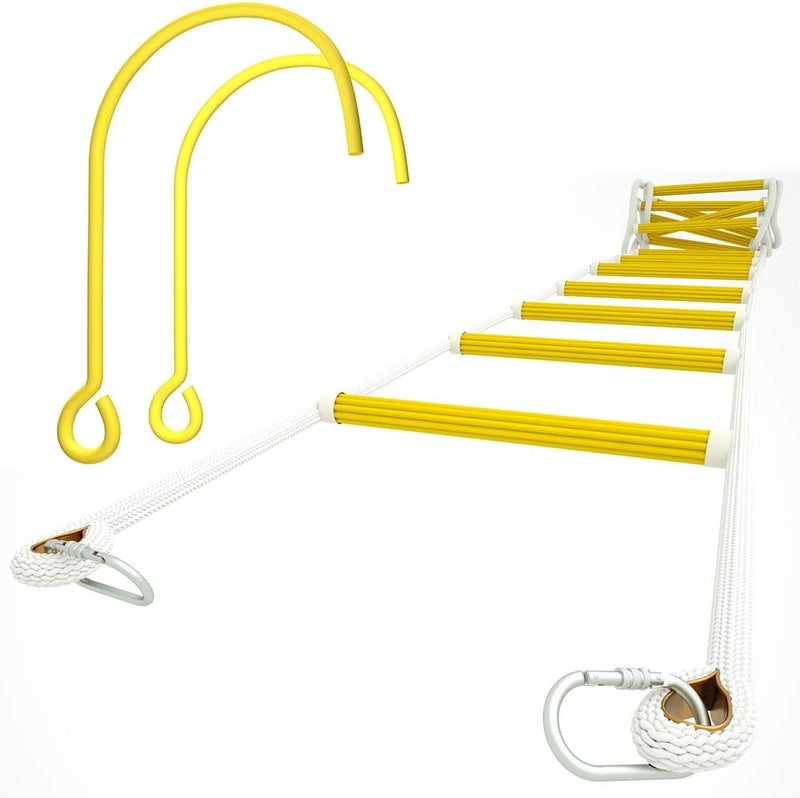 ISOP Fire Ladders 2 Story Windows with Hooks 13ft | Fire Escape Rope Ladders Second Floor | Safety Rope Ladder for Adults & Kids | Compact, Rust Resistant | Resue Ladder Hooks | Certified, Tested - Image 1