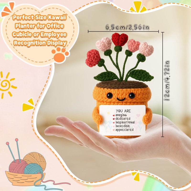MAMAGIFTREE Positive Crochet Flowers Plant - Valentine's Galentine's Appreciation Gifts for Her, Teen, Daughter, Granddaughter, Women, Teacher, Nurse - Birthday, Easter, Graduation Inspirational Basket Stuffer - Image 2