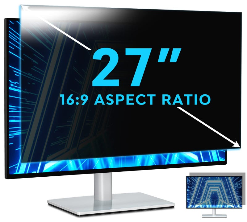 PYS 27 Inch Privacy Screen for 16:9 Widescreen Computer Monitor - Easy Removable Screen Filter Shield - Anti Glare & Blue Light - Anti Scratch Protector Film for Data Security - Image 1