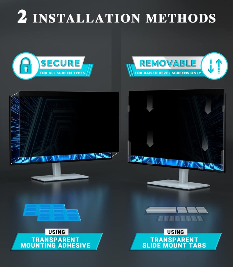 PYS 27 Inch Privacy Screen for 16:9 Widescreen Computer Monitor - Easy Removable Screen Filter Shield - Anti Glare & Blue Light - Anti Scratch Protector Film for Data Security - Image 4