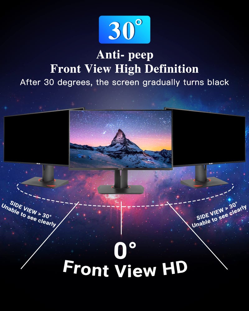 PYS 27 Inch Privacy Screen for 16:9 Widescreen Computer Monitor - Easy Removable Screen Filter Shield - Anti Glare & Blue Light - Anti Scratch Protector Film for Data Security - Image 5