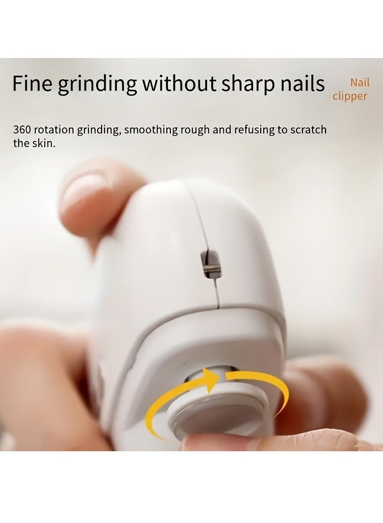 Automatic Electric Nail Clipper with Light & 2 Speeds, Nail Polisher 2 in 1 Design, Nail Clip Storage, USB Rechargeable Safety Electric Nail Trimmer Suitable for Babies,Kids, Adults and Seniors(White)  - Image 4