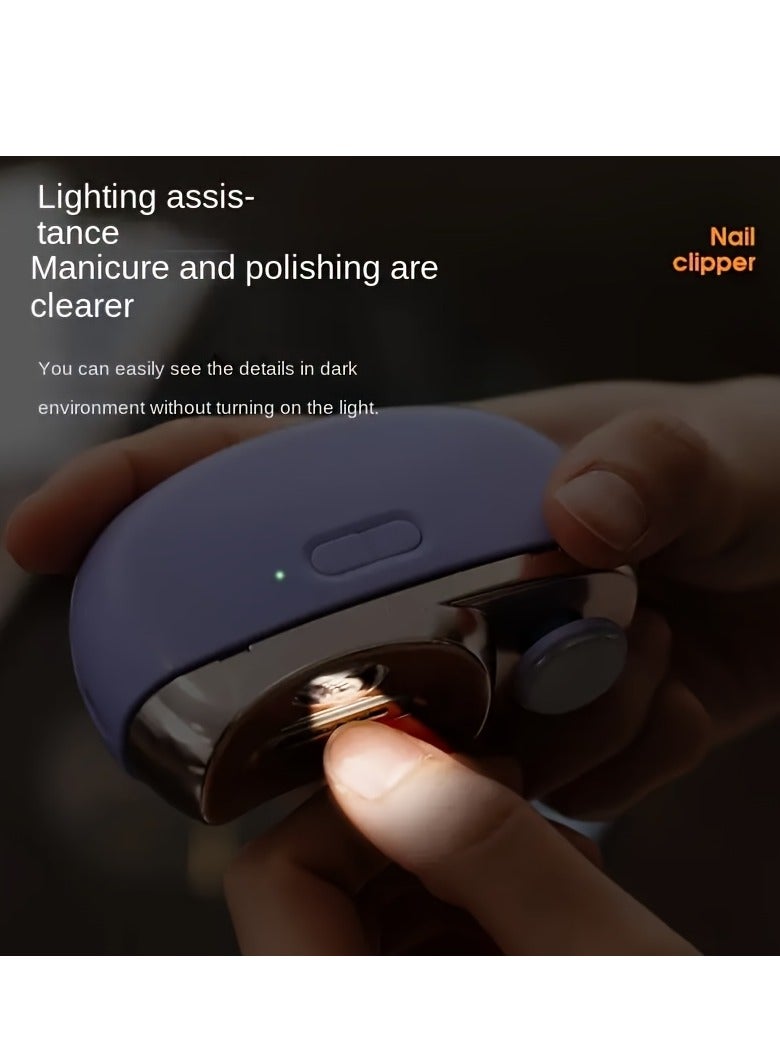 Automatic Electric Nail Clipper with Light & 2 Speeds, Nail Polisher 2 in 1 Design, Nail Clip Storage, USB Rechargeable Safety Electric Nail Trimmer Suitable for Babies,Kids, Adults and Seniors(White)  - Image 5