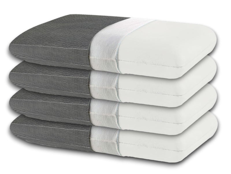 CUSHIO Memory Foam Pillow - 22"x14"x3.5" Inches (Pack of 4) - Orthopedic Bed Pillow for Neck & Shoulder Pain Relief - Wake Up Refreshed - Free Pillow Cover (Grey) - Image 1