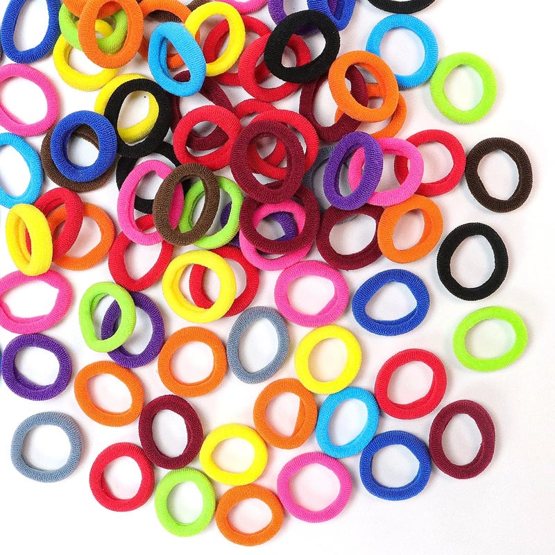 WillingTee 120 Pcs Baby Hair Ties, Cotton Toddler Hair Ties for Girls and Kids, Multicolor Small Seamless Hair Bands Elastic Ponytail Holders,Bright Color - Image 4
