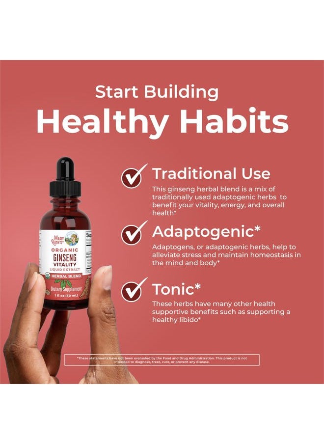 Herbal Supplement for Brain Function | Boost Energy | Memory | Vitality USDA | Ginseng with Ashwagandha | Eleuthero and Maca Root Extract | 1 Fl Oz